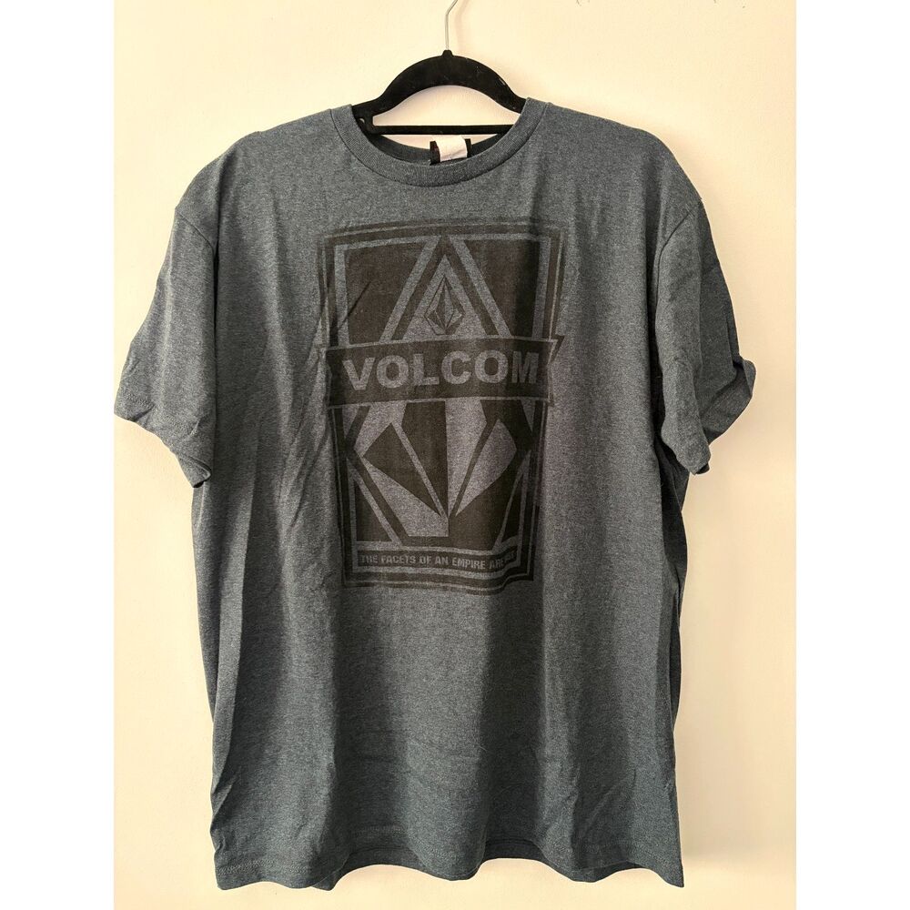 Volcom Stone Logo Graphic T-Shirt Men's XL Heather Blue Short Sleeve Made in USA